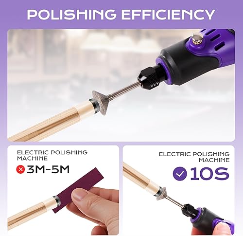 Miniatura 2 de Moldeador de Punta de Taco de Billar y Amoladora Eléctrica de Punta de Taco, Kit de Herramientas Profesional para Entusiastas del Billar, Kit de