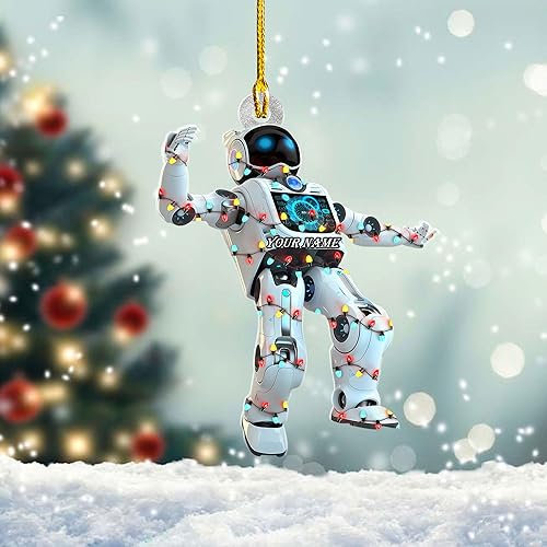 Miniatura 3 de Adorno de robot personalizado 2024, adornos de robot para árbol de Navidad, adorno de robótica, decoración colgante para árbol de Navidad (Robot14)