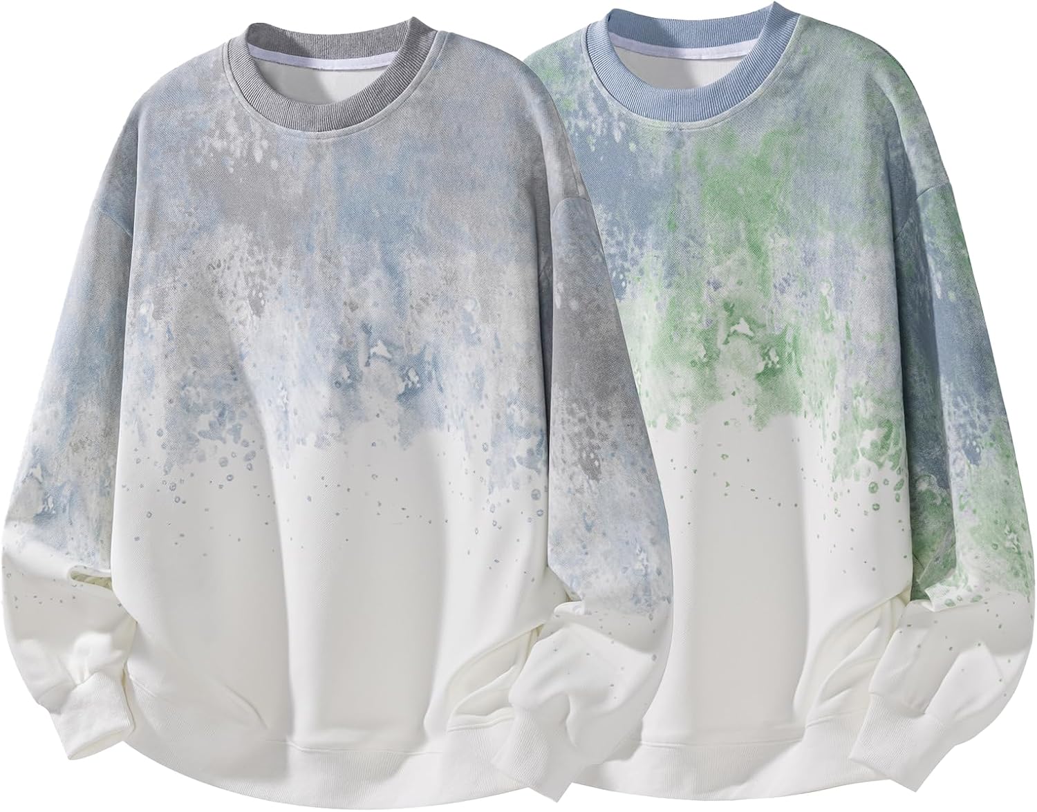 GURUNVANI Men Loose Tie Dye Sweatshirt Unisex Gradient Crewneck Long Sleeve Top - Image 3