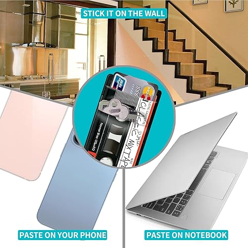 Miniatura 6 de Rossy Cartera para teléfono celular, tarjetero adhesivo para pegar en la cartera, bolsillo de licra, funda de identificación para tarjeta de crédito