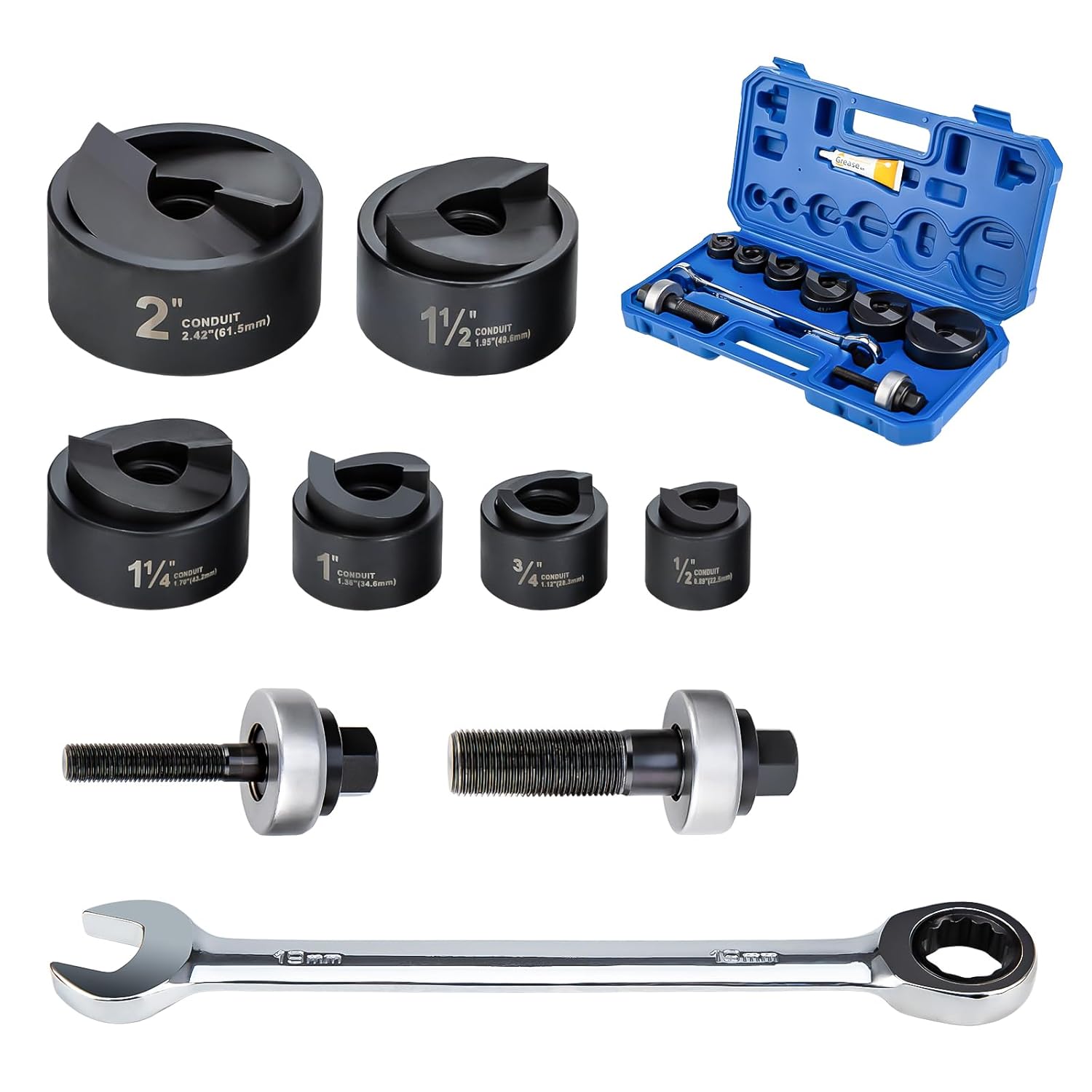 IBOSAD Manual Knockout Hole Punch Driver Kit 1/2 to 2 inch Electrical Conduit Hole Cutter Set KO Tool Kit (Conduit Hole Size 1/2"2")