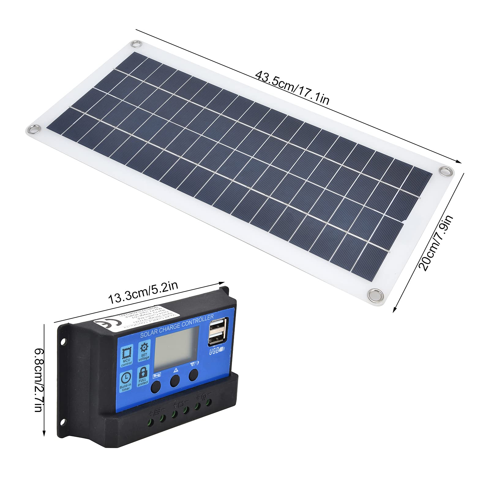Kit de Carga Solar con Puertos USB Duales Diseño de Alta Eficiencia para, Casas Rodantes, Aventuras de Camping
