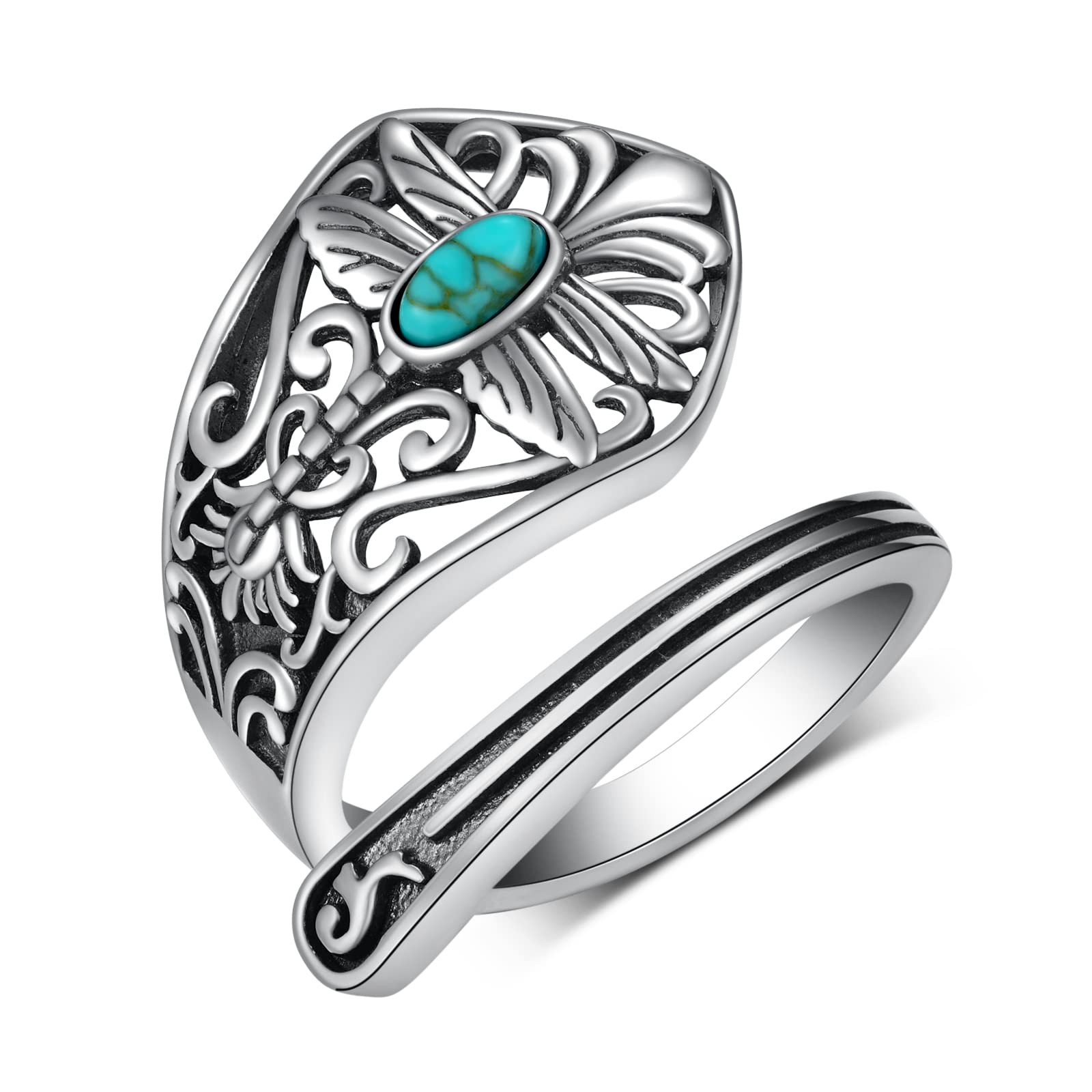 DaixiyaWestern Jewelry for Women 925 Sterling Silver Witches Knot Butterfly/Turquoise Thumb Rings Turquoise Jewelry Gifts for Women