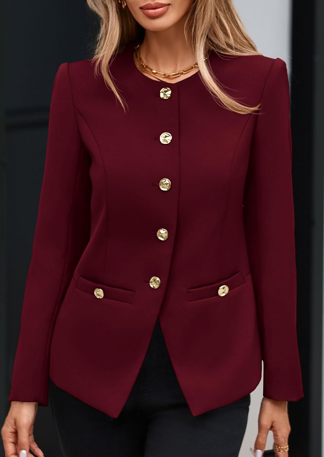 PRETTYGARDEN Women's 2026 Fall Blazers Button Down Fitted Lightweight Dressy Work Suit Jackets Trendy Business Casual Outfits - Image 2