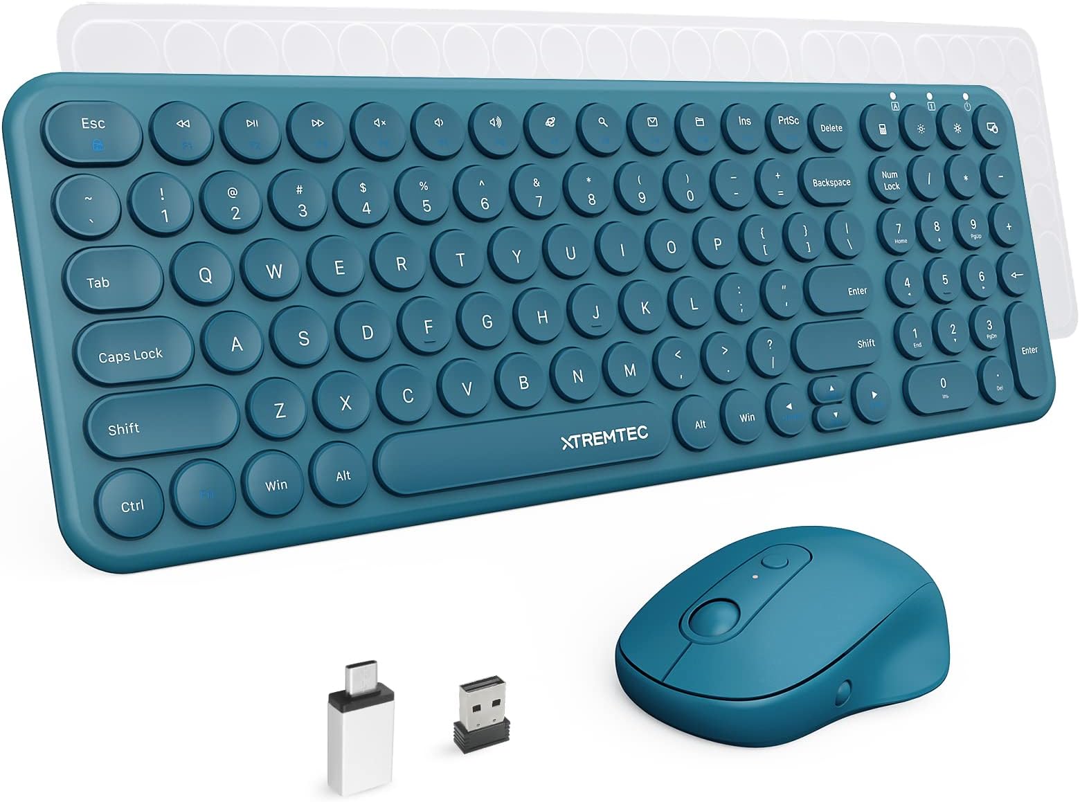 Wireless Keyboard and Mouse, XTREMTEC Compact Size Cute Keyboard Retro