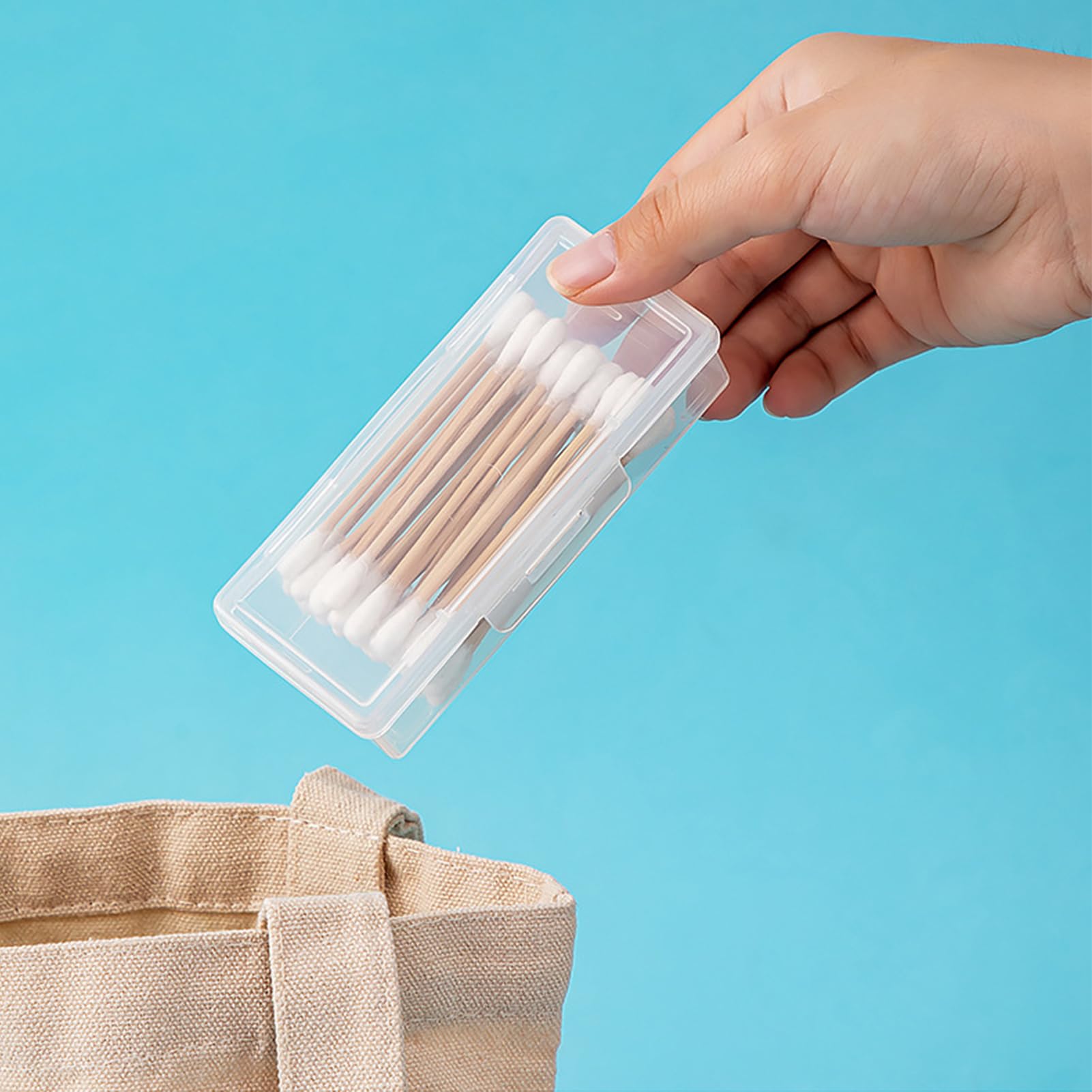 Dispensador de bolas de algodón, recipiente para bolas de algodón | Caja porta algodón Fioc de viaje | Porta algodón Fioc de viaje portátil, recipientes transparentes para objetos pequeños