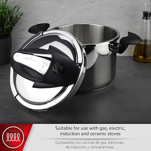 Miniatura 4 de Magefesa Nova - Juego de olla a presión para estufa, 4.2 cuartos de galón y 6.3 cuartos de galón, cocción rápida, fácil bloqueo, acero inoxidable