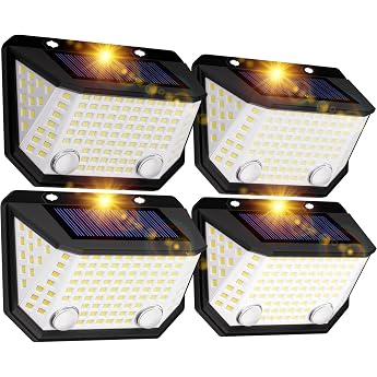K Kasonic Solar Dual-Sensor Fence Lights 6500K Waterproof Solar Motion Lights with 300  Wide Lighting Angle for Garden 2 Pack Outdoor Wall Solar Step Lights for House [Energy Class A+++]