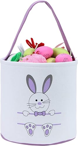 Miniatura 9 de XinblueCo Cesta de béisbol Cestas de Pascua para lona Cestas de caza de huevos de Pascua