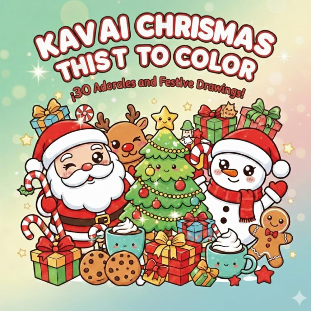 Kawaii Christmas Coloring Book: Cute Christmas Coloring Book with Kawaii Illustrations for Kids and Adults
