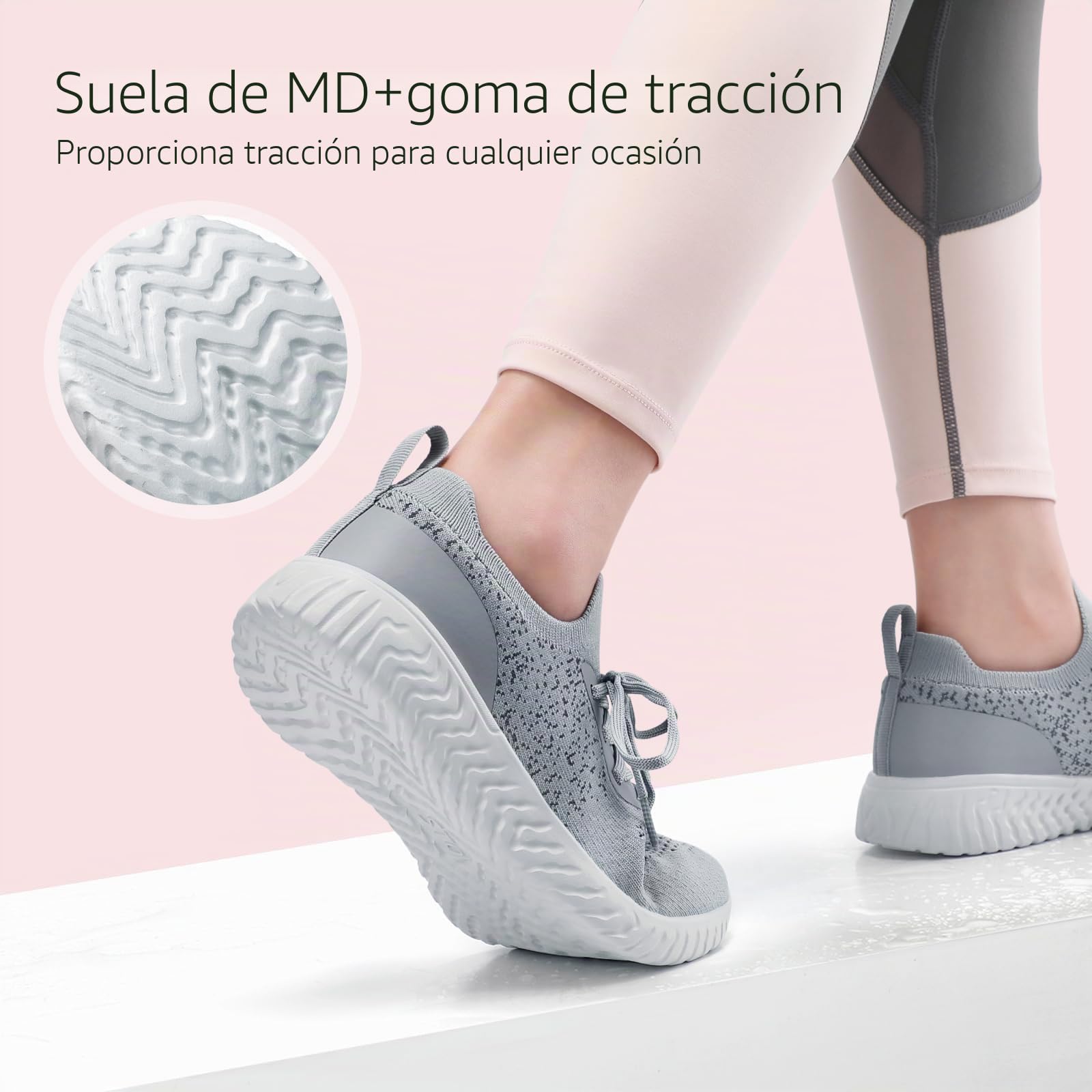 HKR Zapatillas Deportivas Mujer Cómodo Zapatos Ligero Slip-on Malla Casual Tenis Transpirable para Andar Correr Caminar