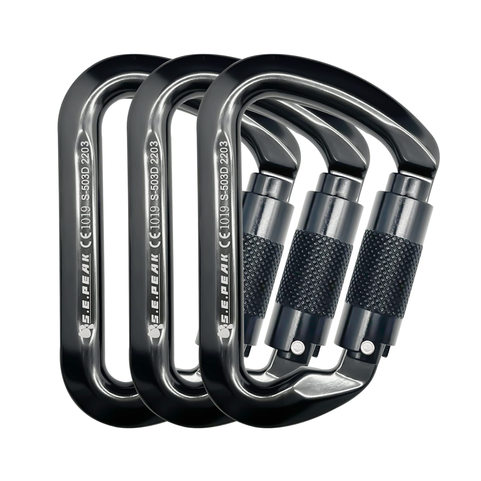 SEPEAK UIAA 30kN Auto Locking Climbing Carabiner Clip, Professional Heavy Duty Twist Locking Carabiner for Outdoor Climbing, Mountaineering, Camping, Hiking, Swing, Large D Ring Hook/6744lb
