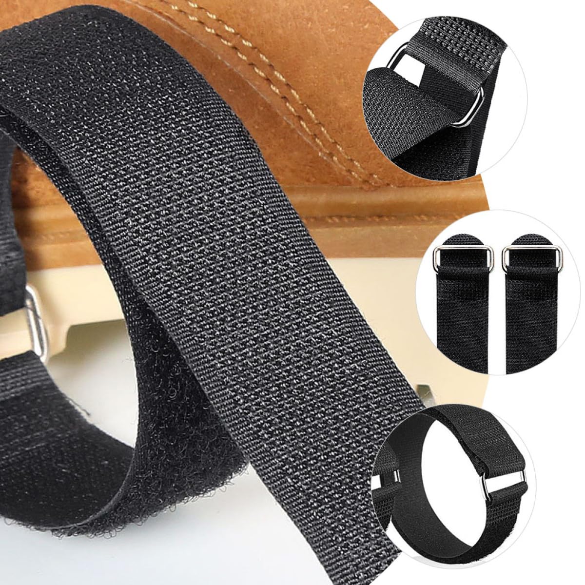 Cinturini Antiscivolo Regolabili per Scarpe in Nylon e Metallo, 4 Paia Chiusura a Strappo, per Escursionismo e Pesca su Ghiaccio All'aperto