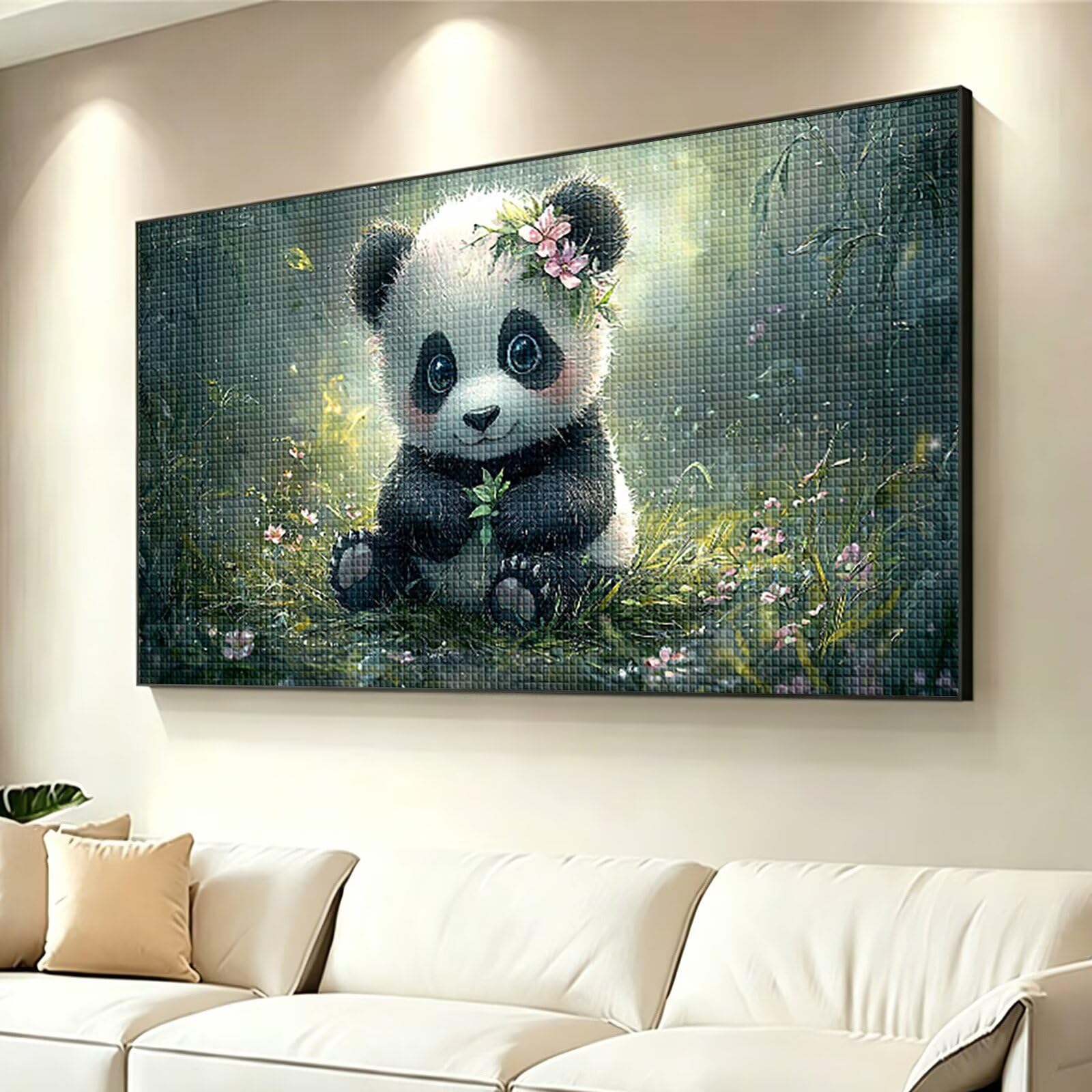 Diamond Painting Erwachsene Groß XXL 160x80cm, Panda Diamant Painting Bilder, 5D Tier Diamond Art Eckige Steine, DIY Crystal Art Stickerei Kreuzstich Bastelset für Deko Wohnzimmer Geschenke 0J-955