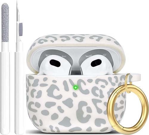 Gawnock - Funda de silicona para Airpods 3 2021, funda suave flexible para Airpods de 3 generación con estampado floral para mujeres y niñas con