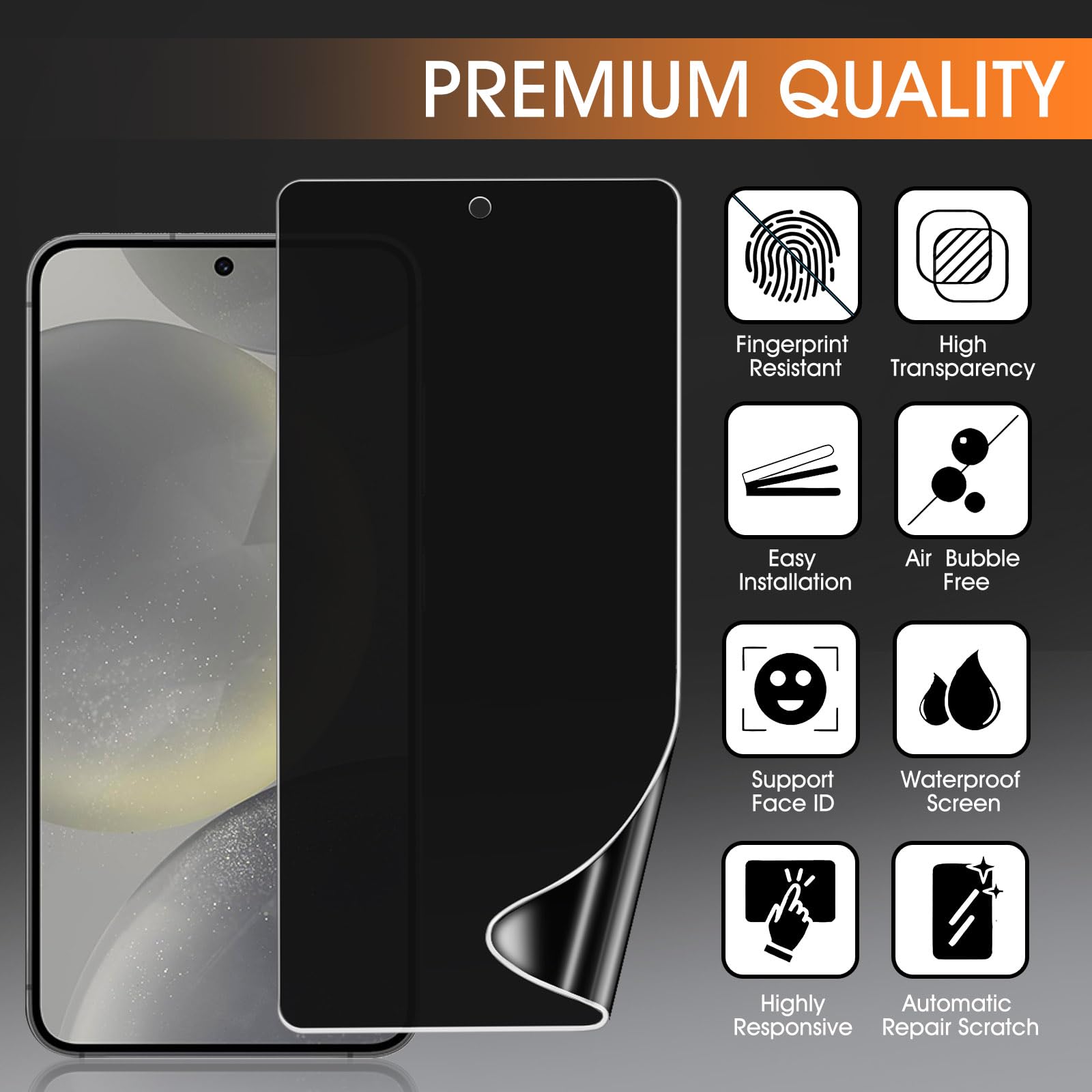 3 Pack Privacy Screen Protector for Samsung Galaxy S22 Ultra [Not