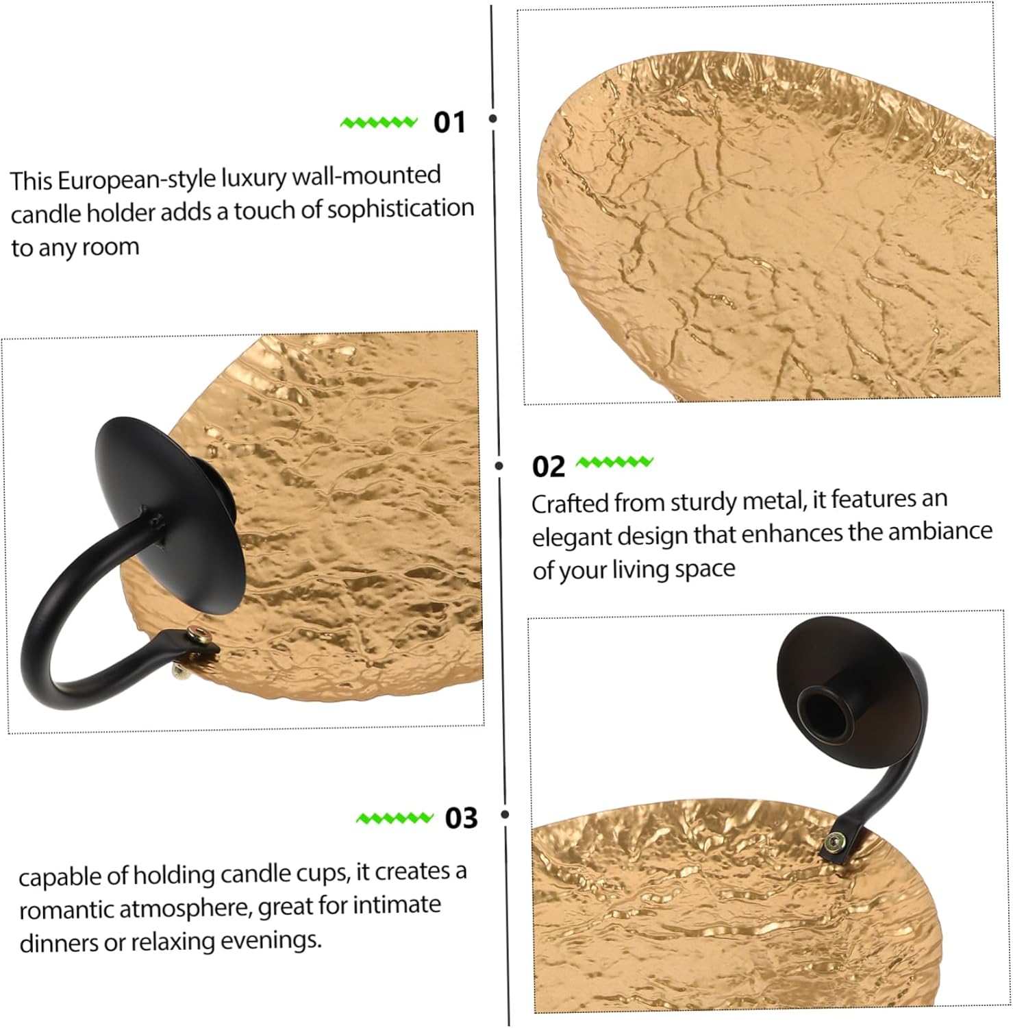 1pcs Modern Wall Candle Holder Iron Sconce Decor for Living Room Hallway Bathroom Rustic Industrial Style