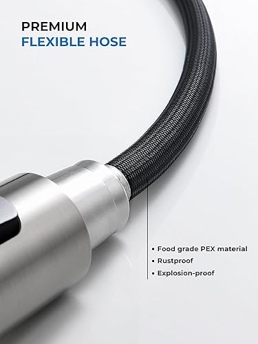 Miniatura 85 de WEWE Llave de cocina dorada cepillado con pulverizador desplegable, llave con resorte de latón/acero inoxidable, un mango, con placa de cubierta, 1