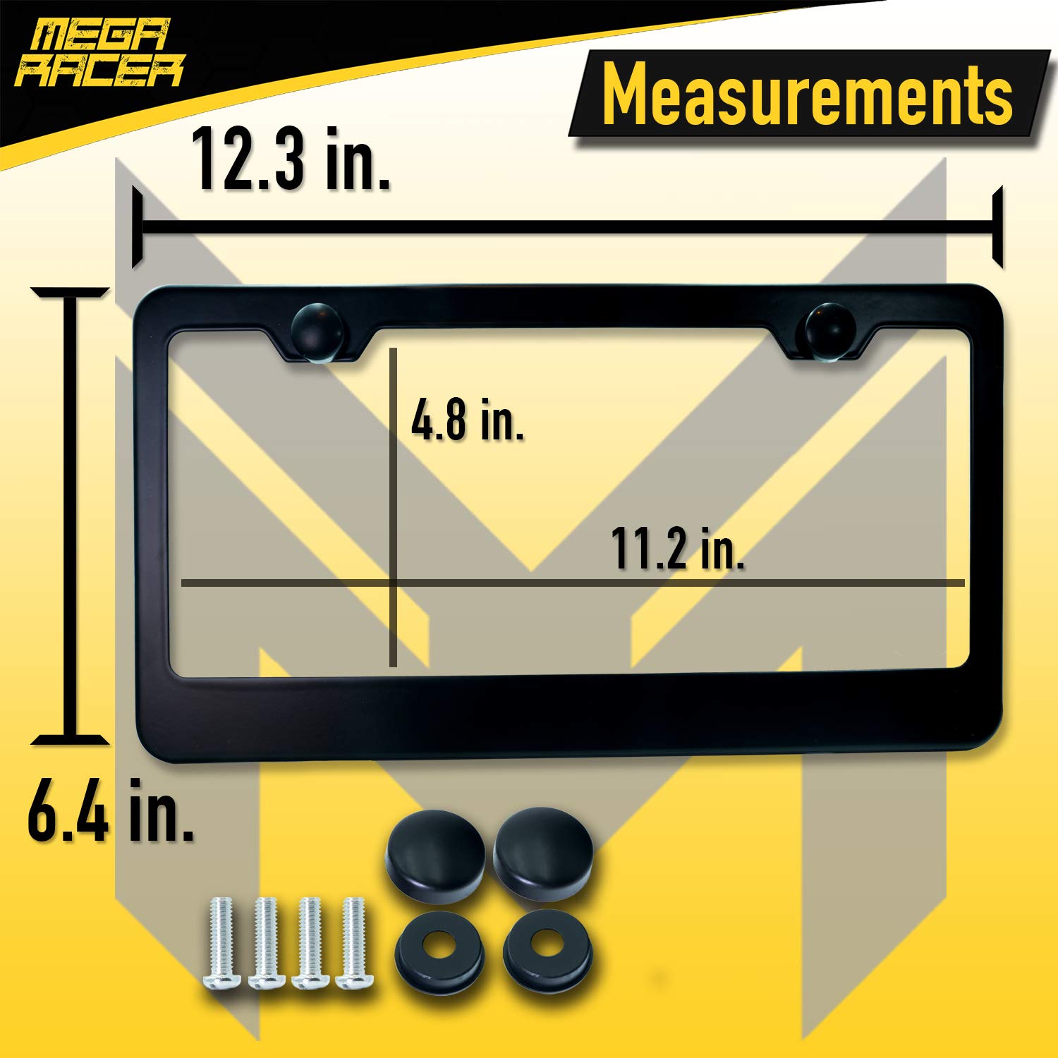 Black License Plate Frame Deselen S 2-Pack - Stainless Steel Thin Frame With Screw Caps 2 Pack Car Plate Holders