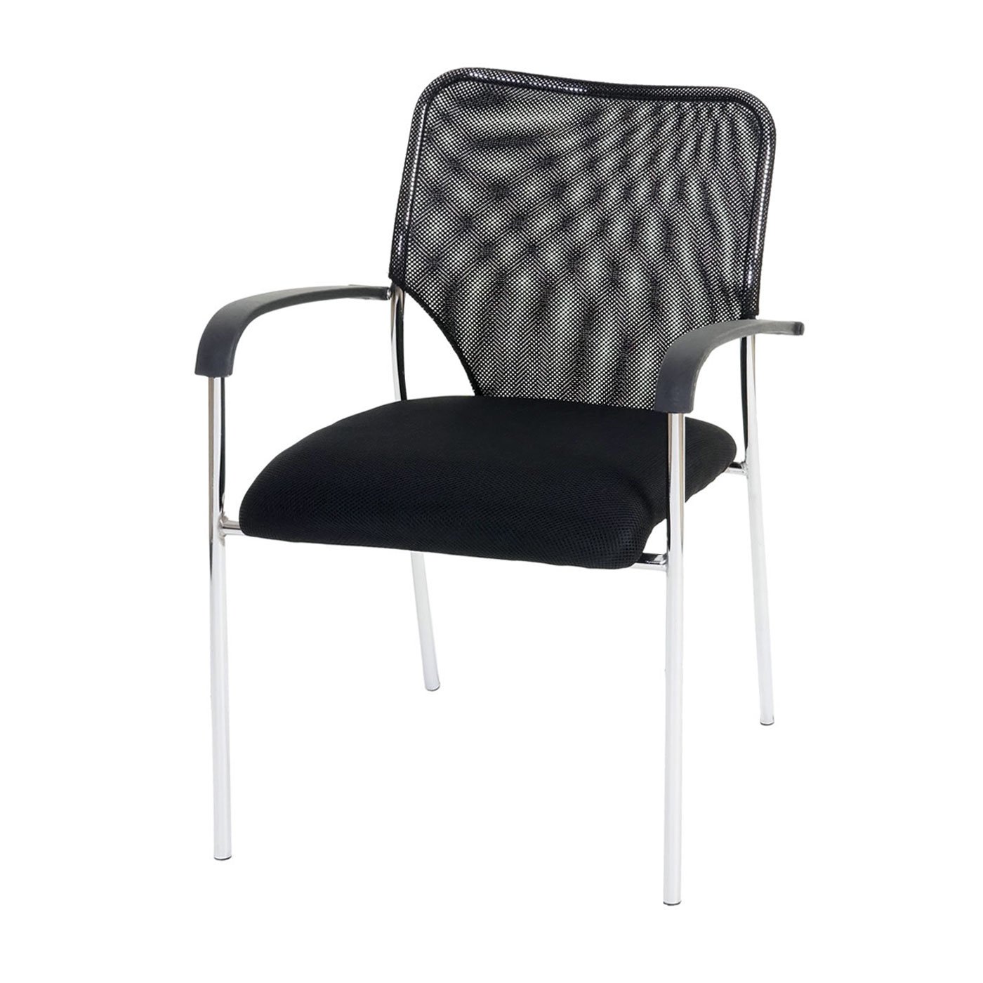 Mendler Lote de 4 sillas de Conferencia/Visitor Tulsa, apilable, Tejido – Asiento Negro, Respaldo Negro
