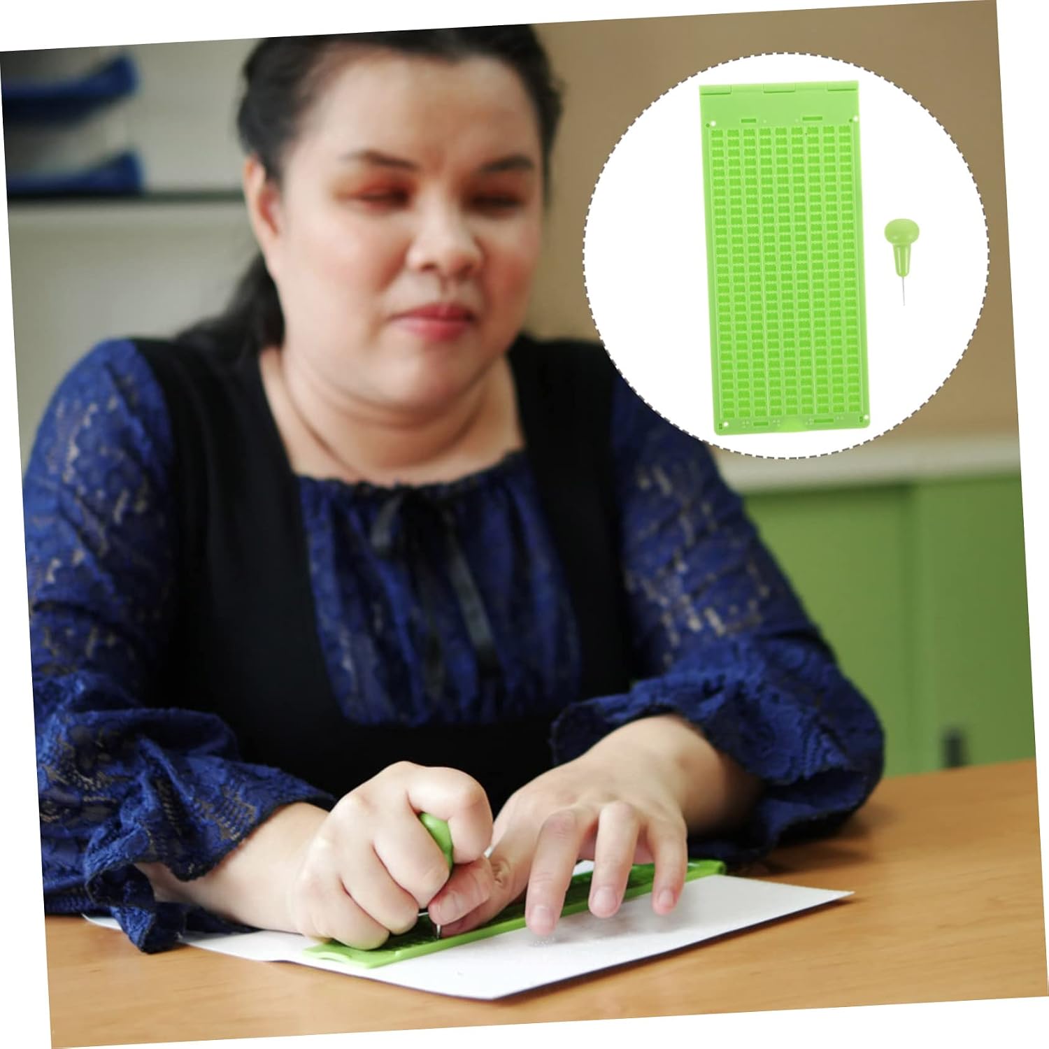 FOMIYES 1set Braille Writing Plate Stylus for Blind Lightweight and Portable Line Cell Braille Board for Easy Studying and Learning