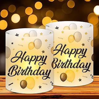 Forbabe 12 Lantern Table Decoration Birthday Man Woman Happy Birthday Table Decoration Women Men Girls Boys Birthday Decoration Table Decoration Outdoor Suitable for Tea Lights or Candles, Party