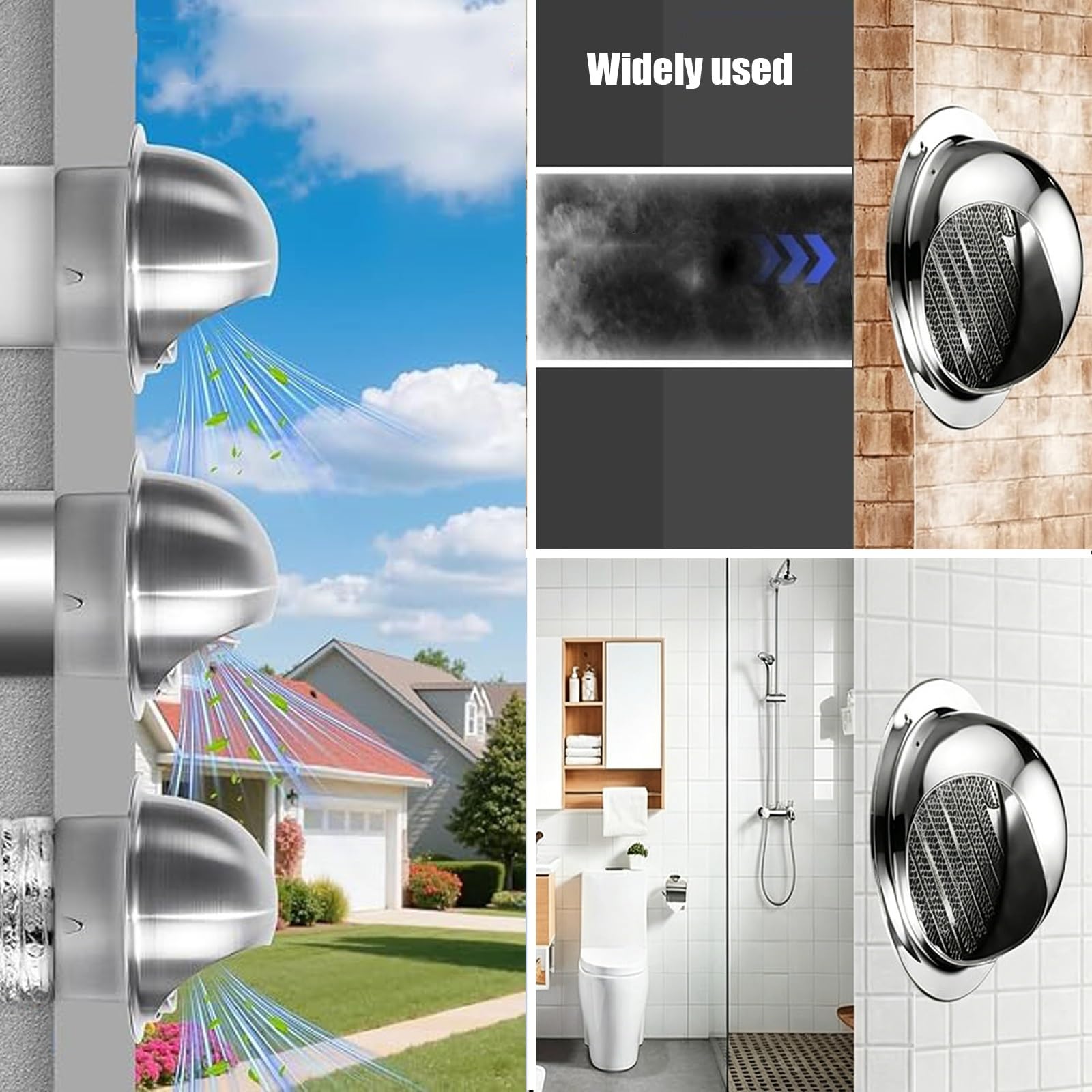 Ścienny korek wentylacyjny, okrągły zewnętrzny okap wentylacyjny, stal nierdzewna 304, ochrona przed deszczem, osłona wylotu powietrza, do HVAC, rury wydechowej kuchni, rury suszarki (190 mm/7,5 cala)