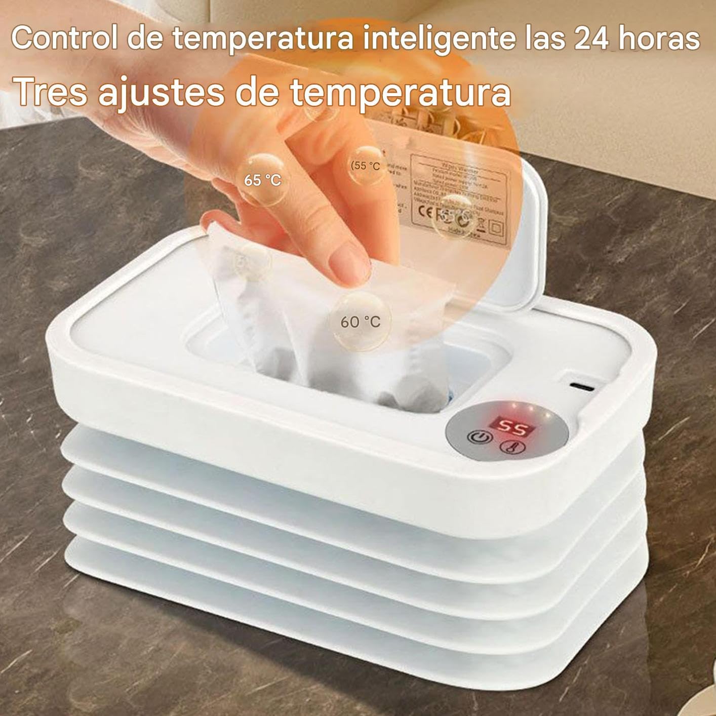 Calentador De Toallitas Húmedas Para Bebé,Dispensador Portátil Para Viajes Con Calentador De Toallitas Sin Cables | Calentamiento Rápido para Viajes Camping y Uso en Automóvil