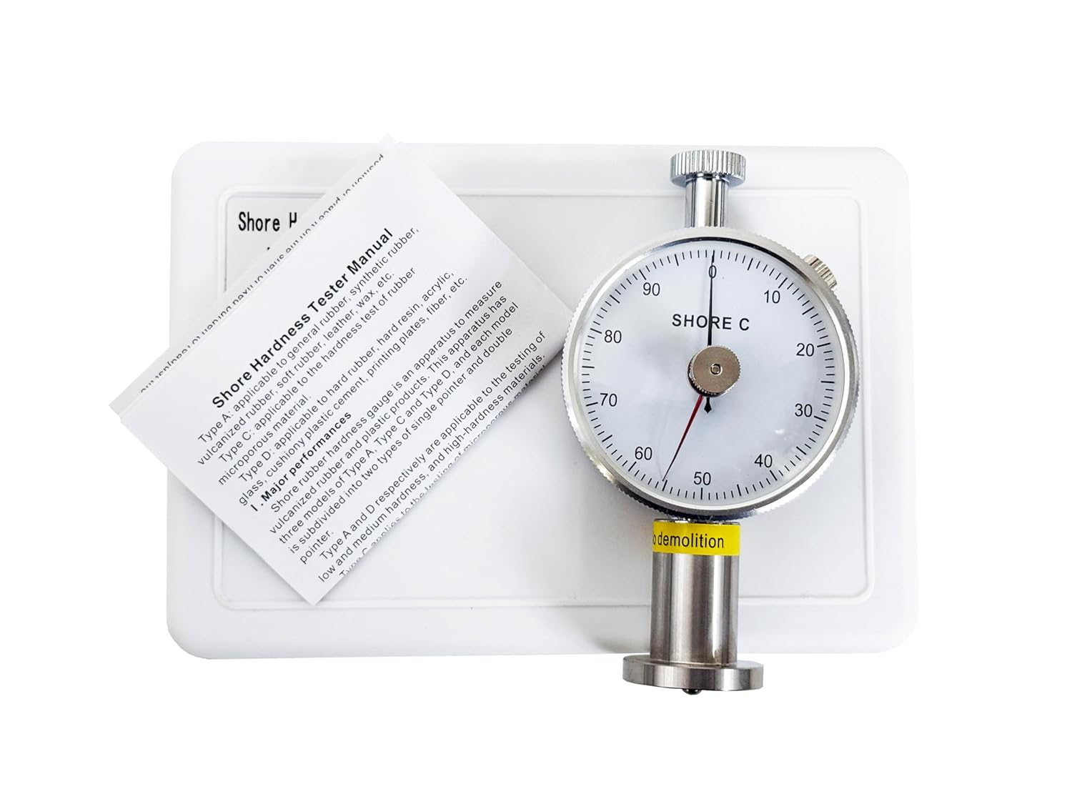 Dual Needle Shore C Hardness Tester Shore Durometer Hardness Meter with Measure Range 10 to 90 HC Resolution 1 HC for Foam Sponge Rubber Microporous Material Etc