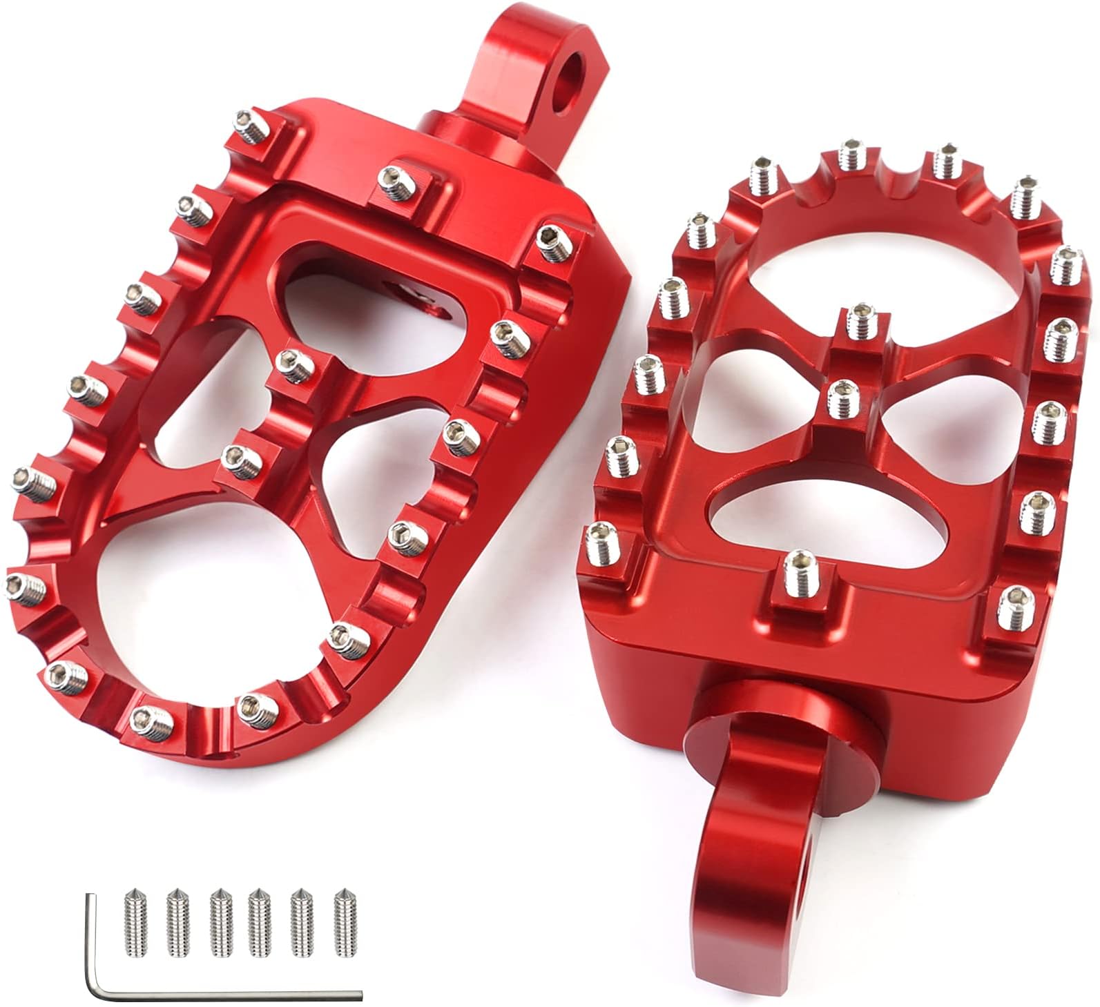 MDPROMCP CNC Motorcycle Wide Foot Pegs Aluminum 360° Roating Adjustable Suitable Compaitble with Dyna Fatboy Iron 883 Sportster 883(Red)