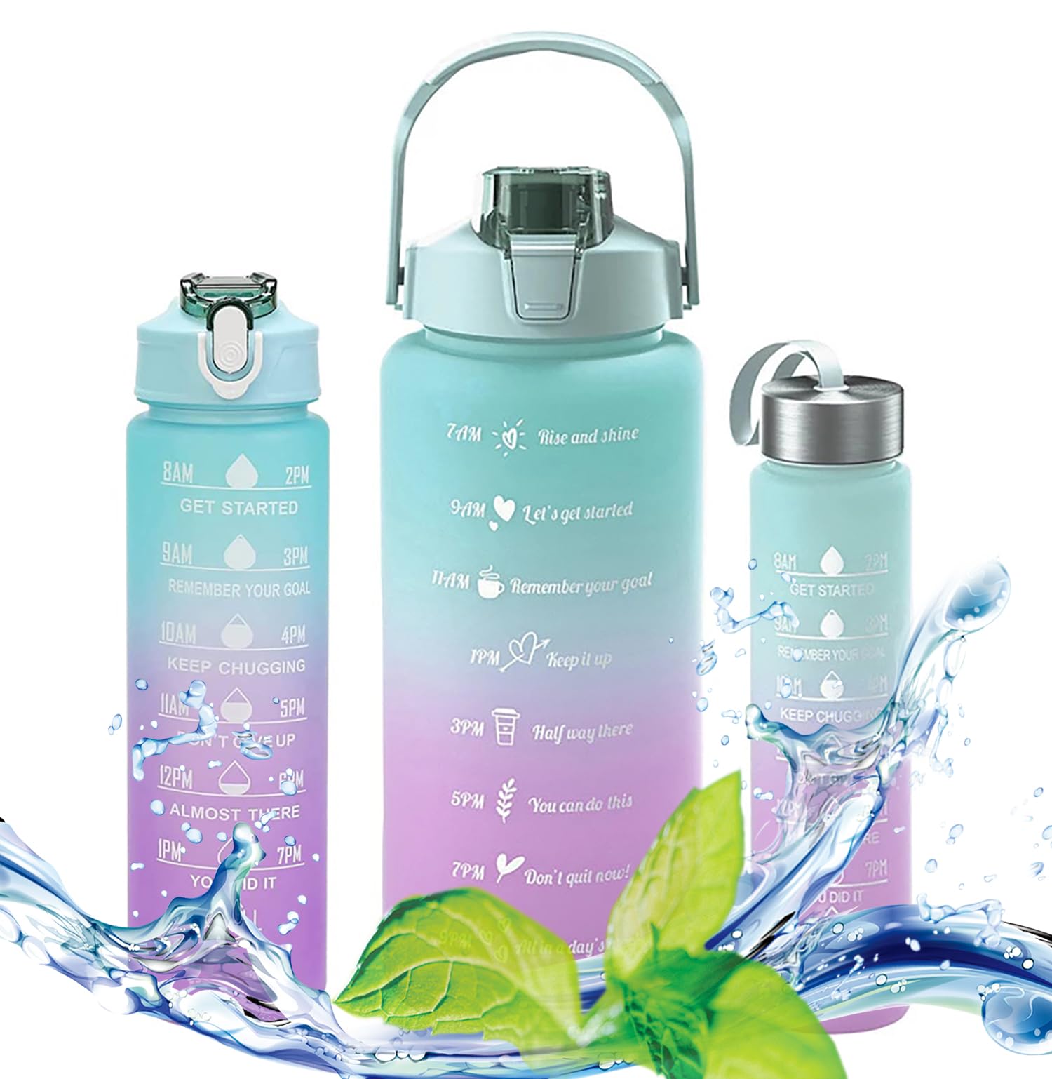 House Of Quirk 3 Pc Sticker Water Bottle With Straw, Sports Water Bottles With Handle, Leak Proof Drinks Bottle Bpa Free (Blue/Purple, 2Litre+900Ml+280Ml) - Plastic (B0C6GNJHLP) Amazon Price History, Amazon Price Tracker