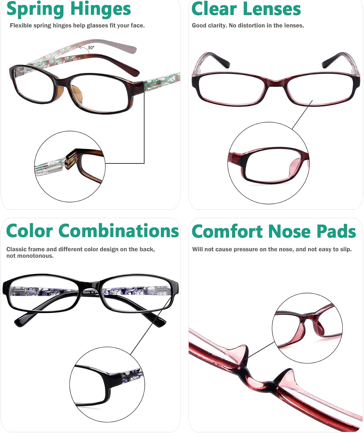 Eyekepper Readers 3 Pack of Womens Reading Glasses with Beautiful Pattern and Soft Case for Ladies +3.50