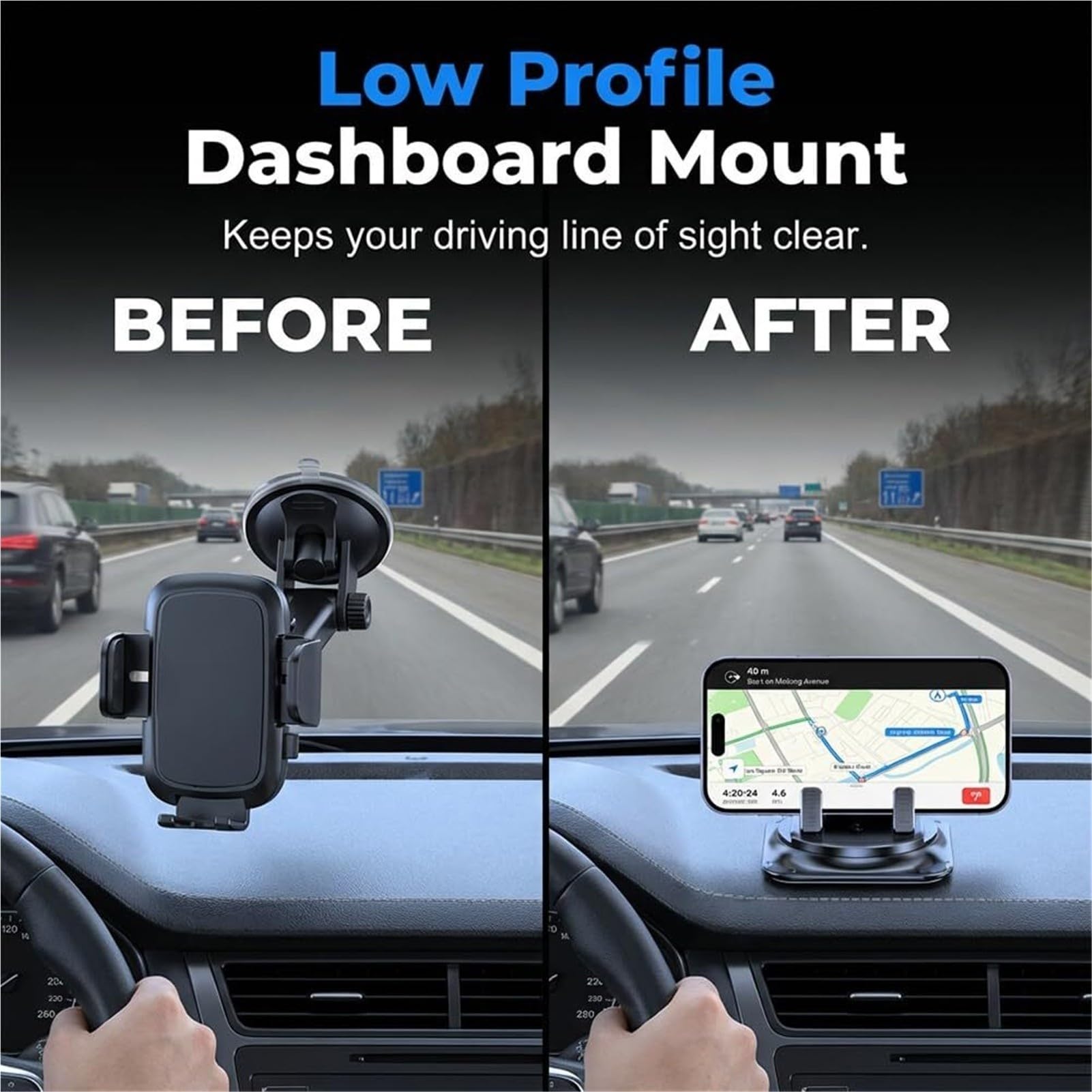 Supporto for cellulare da cruscotto con rotazione a 360 gradi e clip