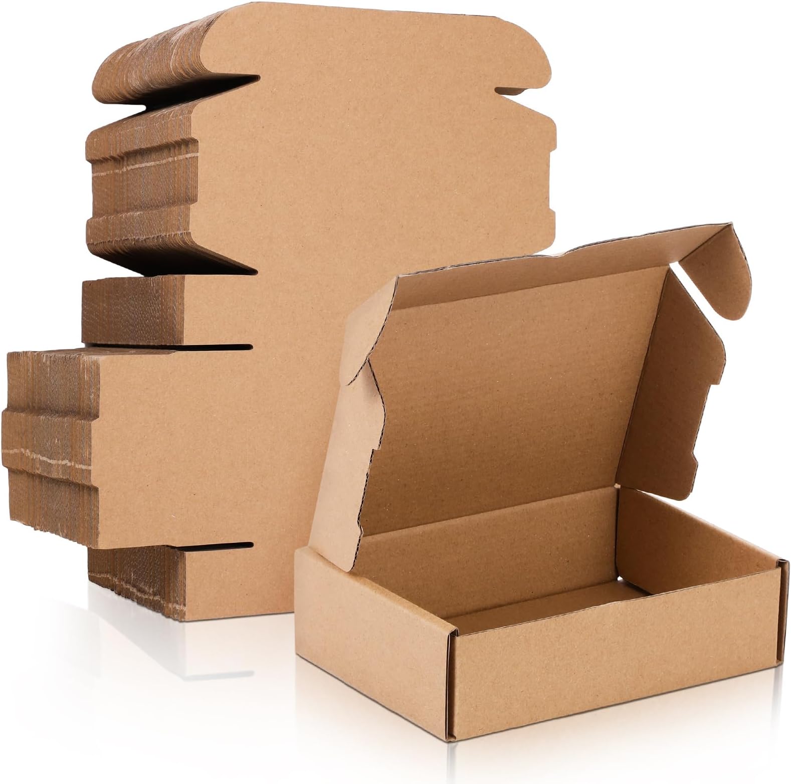 Qilery 100 Pcs Shipping Boxes Cardboard Gift Corrugated Cardboard Brown Boxes Mailer Packaging for Mailing Small Business Present (5.91 x 3.94 x 1.57 Inches)