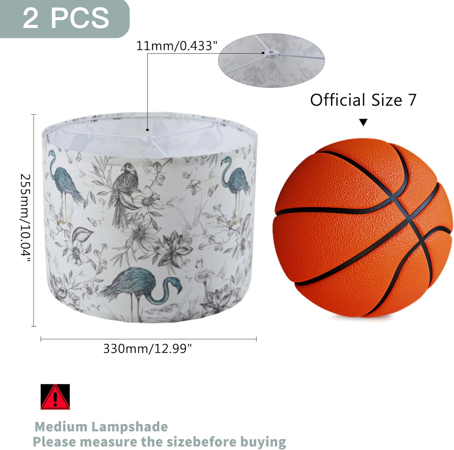 large lamp shades set of 2 .Flax Plant Pattern Drum floor lamp shade replacement，table lamp shade,flower lamp shade.Spider Fitter13 "Top x 13" Bottom x 10 "High,Need To Assemble