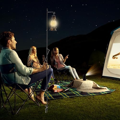 Miniatura 7 de REDCAMP Farol plegable de 72 pulgadas de alto con estacas y ganchos, postes de lámpara plegables de aleación de aluminio ultraligeros portátiles