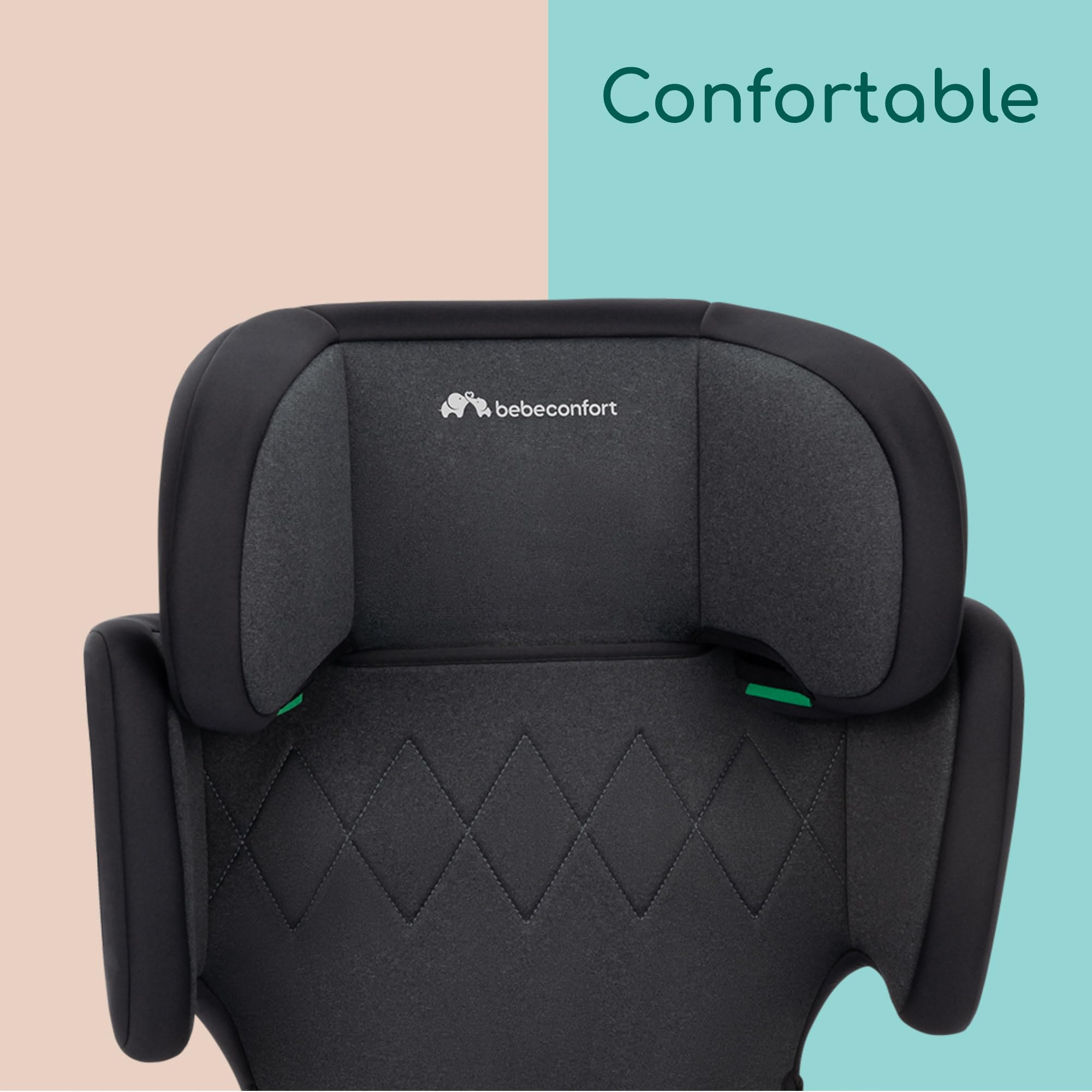 Bebeconfort RoadFix i-Size, Siège Auto Rehausseur à Dossier, 3,5-12 ans (100-150cm), Siège Auto ISOFIX, Pliable, Léger (4,4 kg), 14 Positions d'Appui-tête, Siège Rembourré, Tinted Black