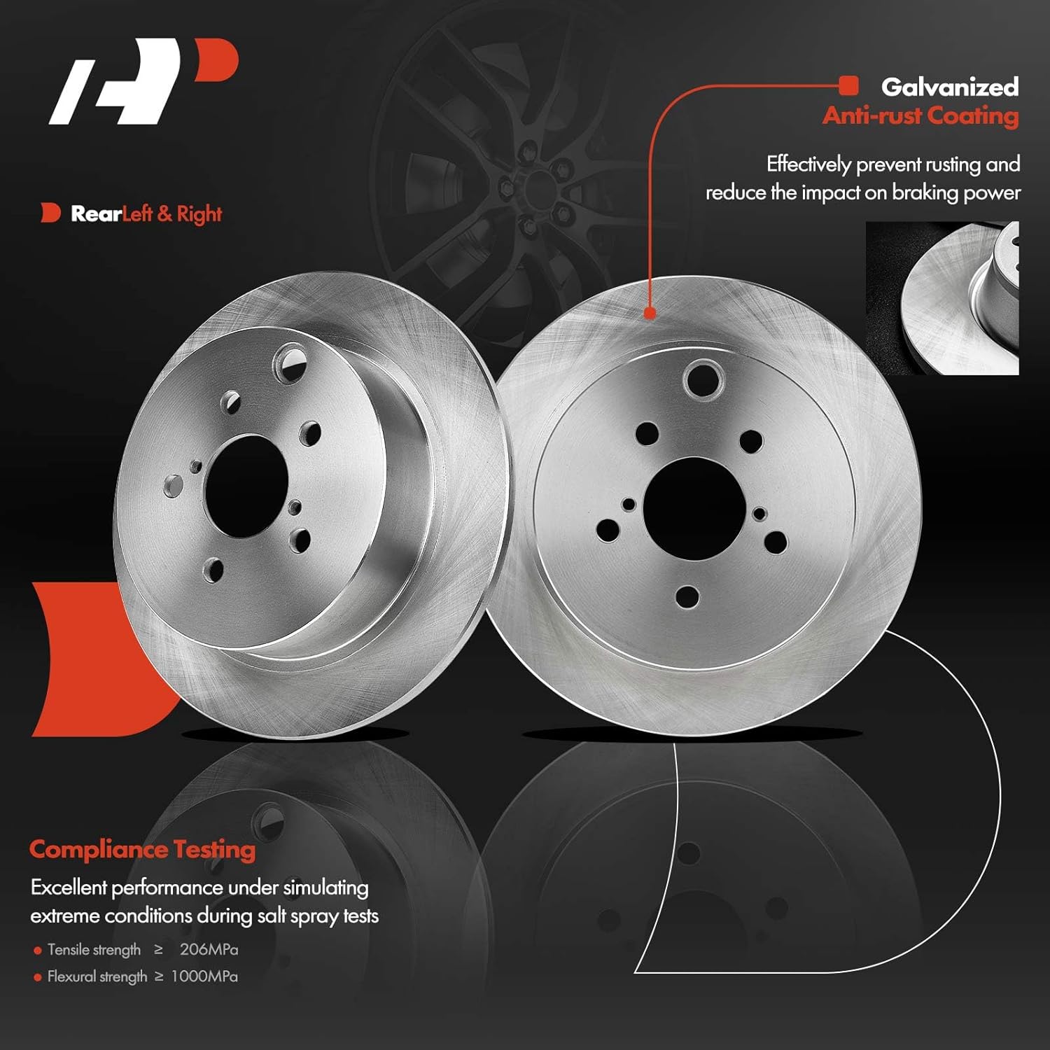 A-Premium 10.78 inch (274 mm) Rear Solid Disc Brake Rotors + Ceramic Pads Kit Compatible with Select Subaru Models - Crosstrek 2016-2020, Forester 2014-2018, Impreza 2012-2020, XV Crosstrek 2013-2015