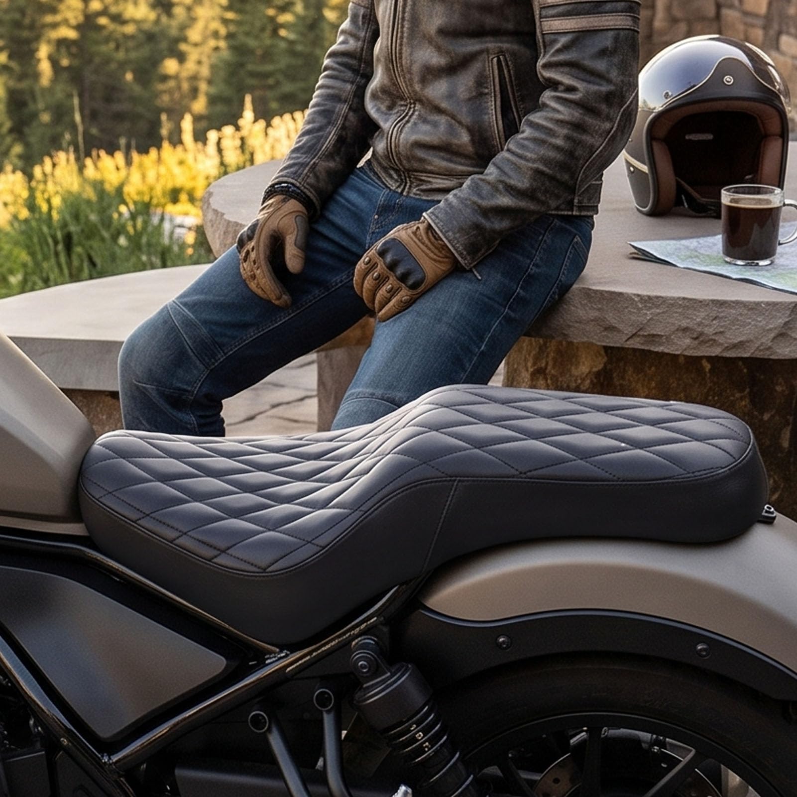 Cosiki Motorcycle Driver Passenger Seat Replacement, Direct Fit Black | Trwała konstrukcja z PP i gąbki, większy komfort jazdy, prosty montaż