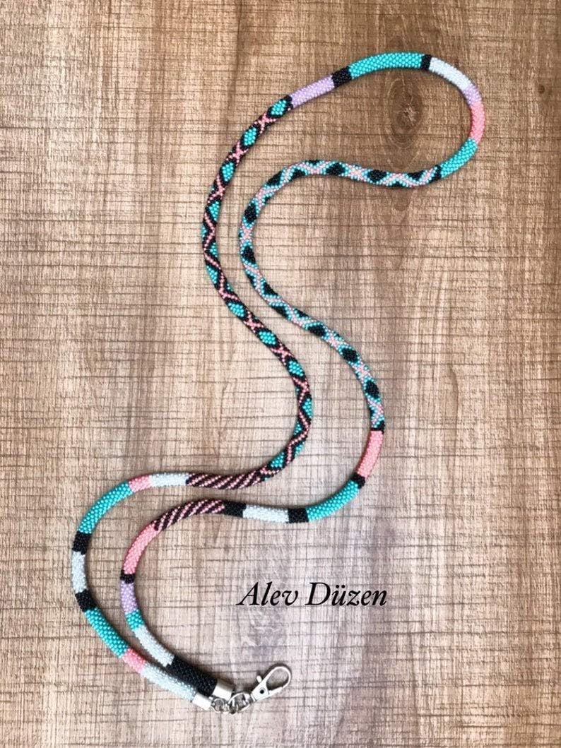 Beaded Lanyard, Teacher Lanyard, Beaded Lanyard for Badges, Teacher Lanyard ID Holder bead crochet lanyard