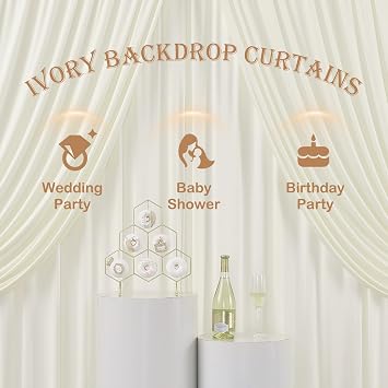 20ft x 12ft Wrinkle Free Ivory Backdrop Curtains for Parties, Ivory Photo Backdrop Drapes 12FT Long Silky Back Drop Cloth for Wedding Birthday Photography Background Decor