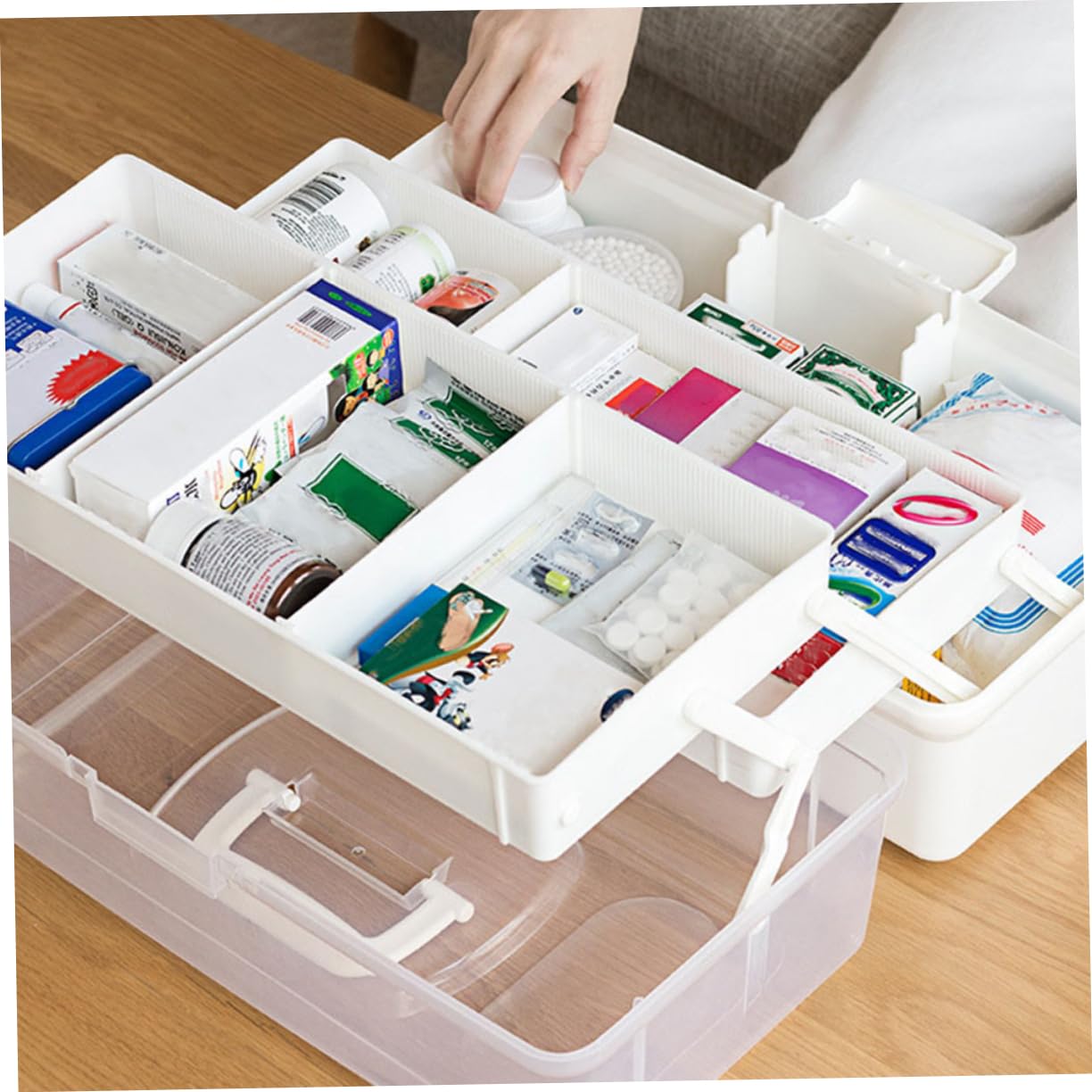 1pieza Botiquín De Primeros Auxilios Portátil Organizador De Medicinas Caja De Almacenamiento Multifuncional para Hogar Maletín Médico De Asa para Emergencias y Organización