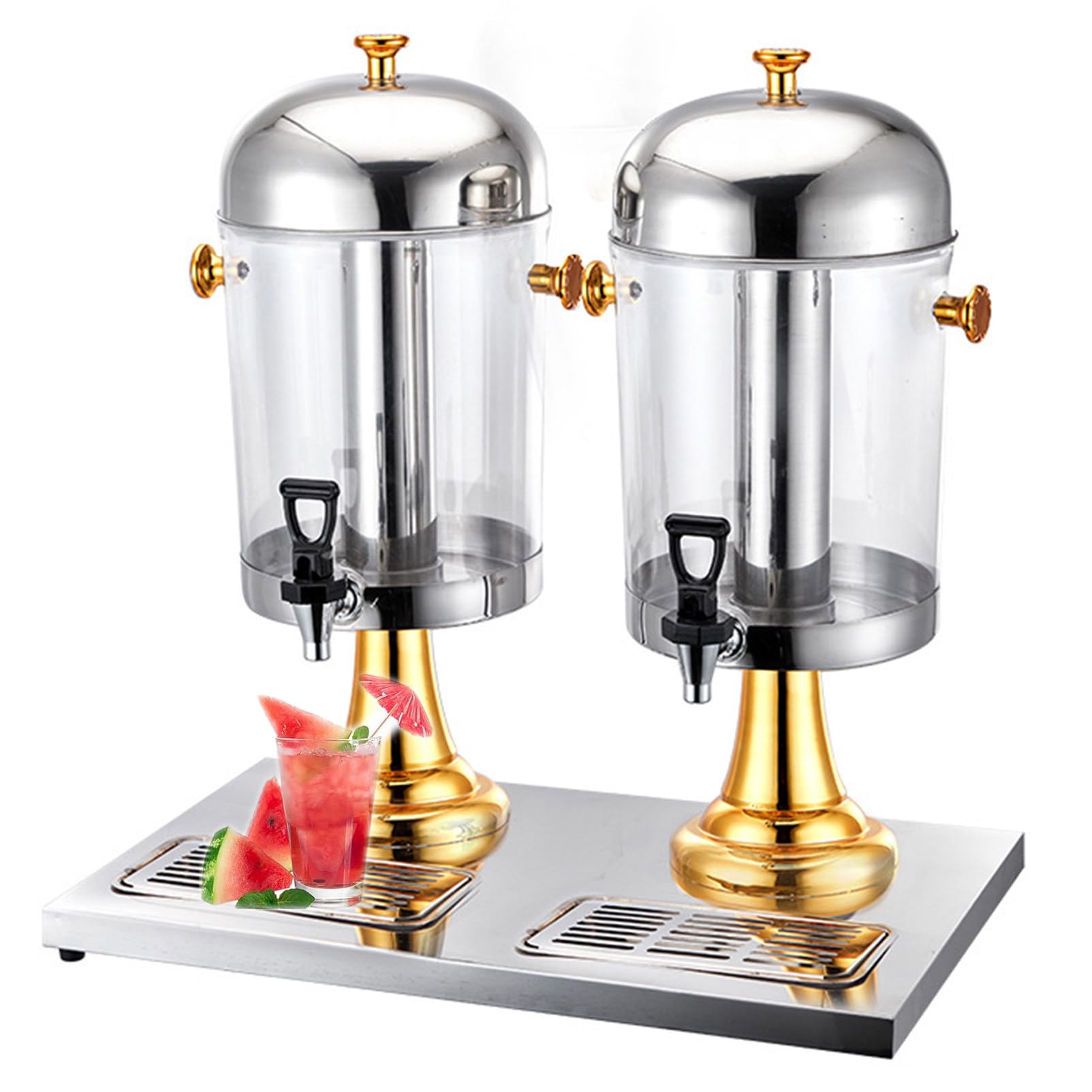 Distributeur De Boisson 8L Avec Robinet Et Noyau De Glace - En Acier Inoxydable Et PC Transparent - Pour Punch, Cocktail, Fêtes
