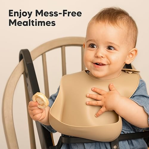 Miniatura 9 de KeaBabies Paquete de 2 baberos de silicona para comer, baberos de silicona resistentes de grado alimenticio para bebés niñas, niños, atrapadores de