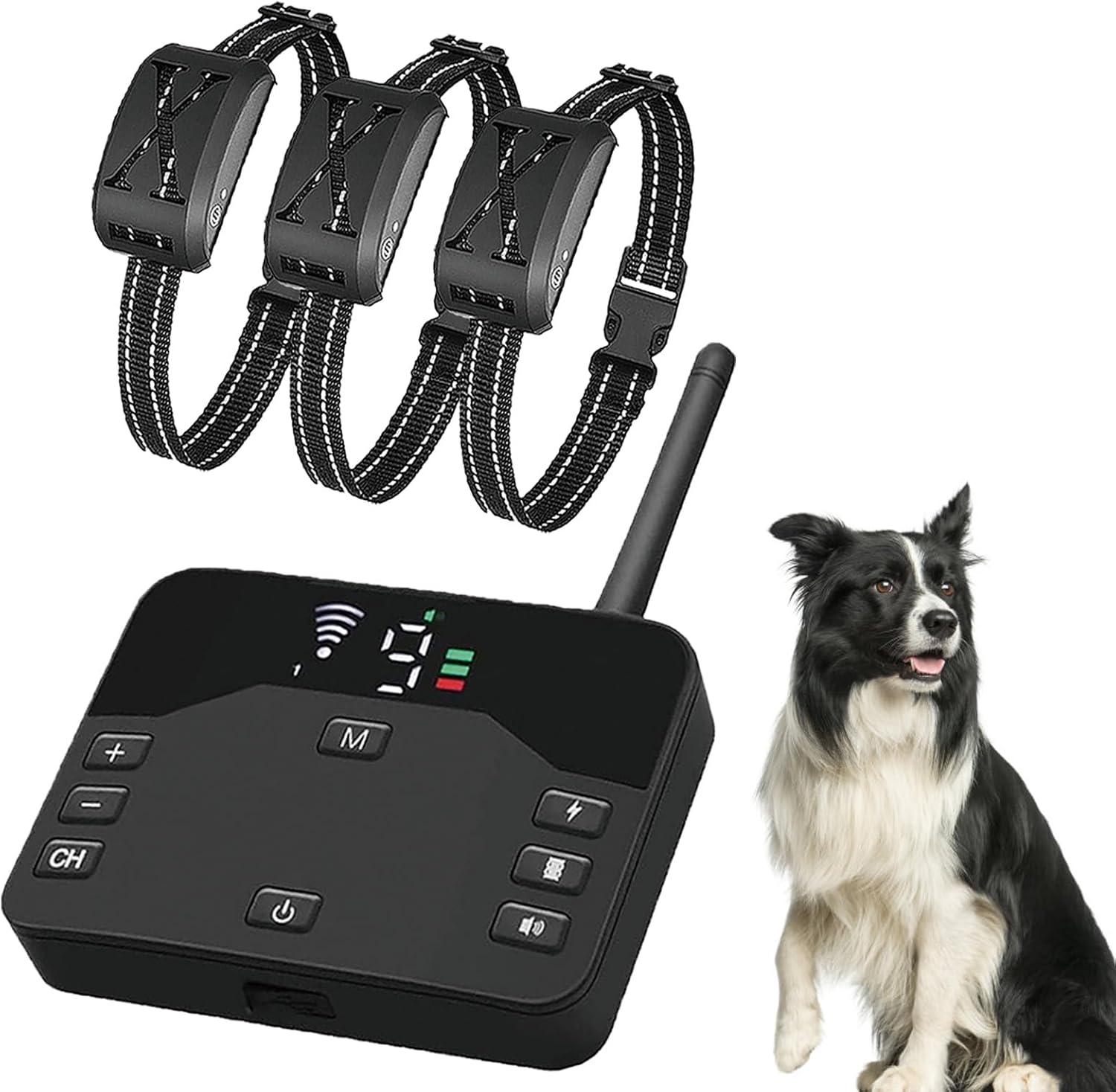 Wireless Dog Fence Dog Training Collar 2 in 1, Electric Pets Boundary Containment System, Adjustable Range Control, Waterproof Receiver, Vibration & Shock, Suitable for All Stubborn Dogs,for3dogs