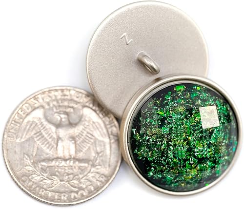 Miniatura 6 de 20 piezas de vidrio biselado verde arrugado estampado de capa de metal botones de vástago de costura para abrigos -0.906 in -7/8 pulgadas