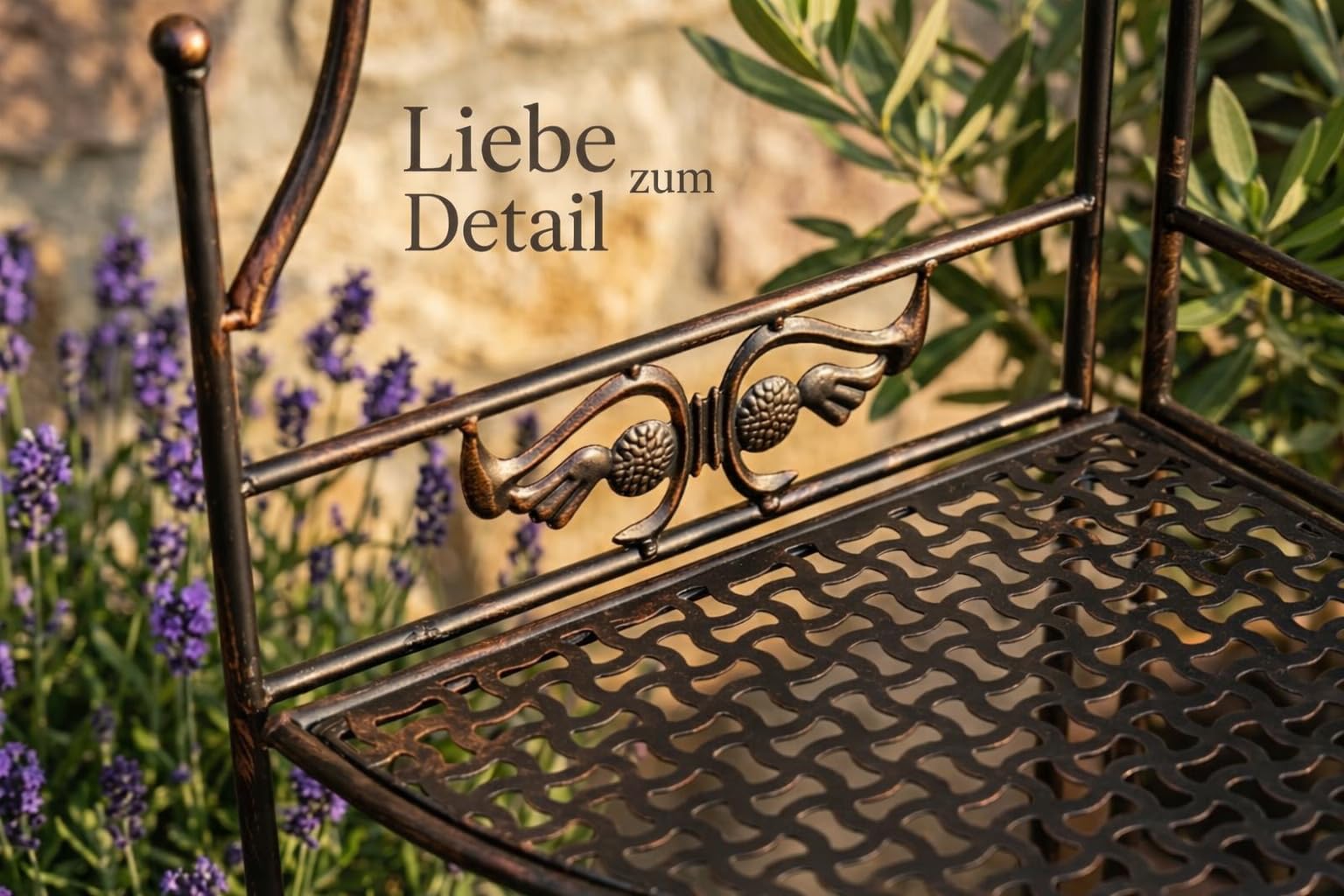 PrimoLiving Metall Garten Regal - Pflanzen Blumen Eckregal aus Metall - Pflanzenregal Garten und Balkon - Blumenbank für draußen - im Vintage Antik-Look, 114cm hoch, braun, P-08508