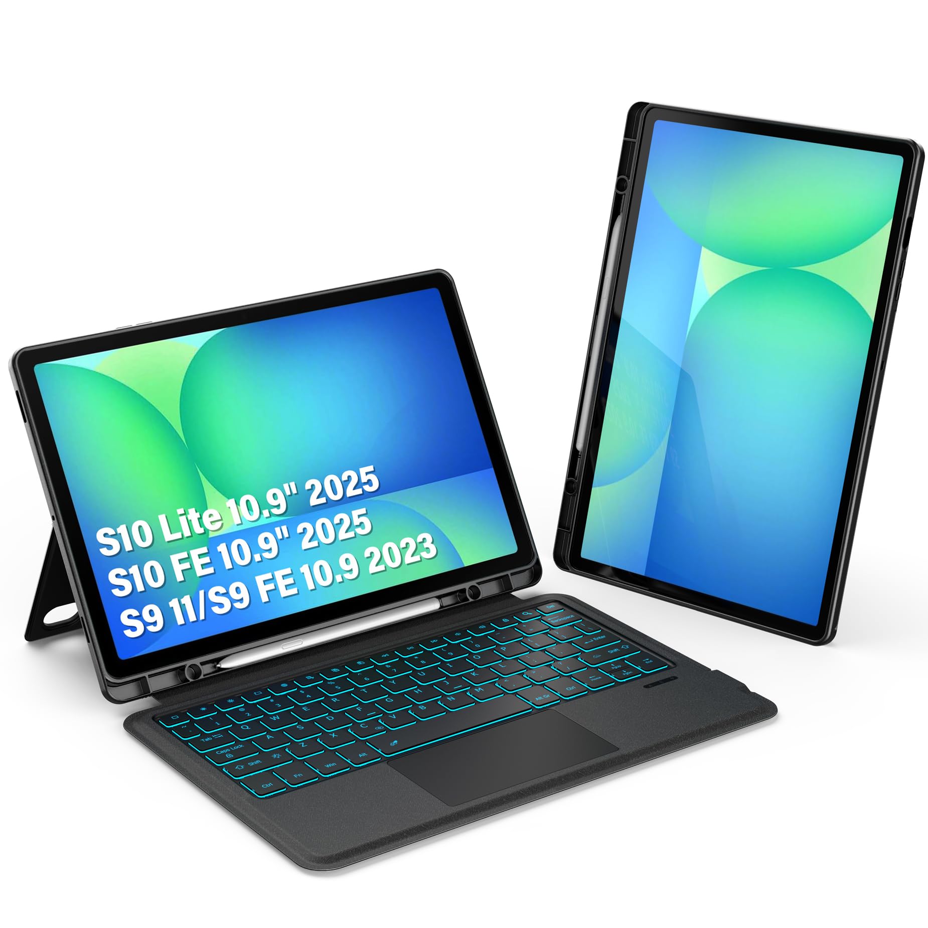 Funda con teclado para Samsung Galaxy Tab S10 Lite/S10 FE/S9 FE 27.7 cm/S9