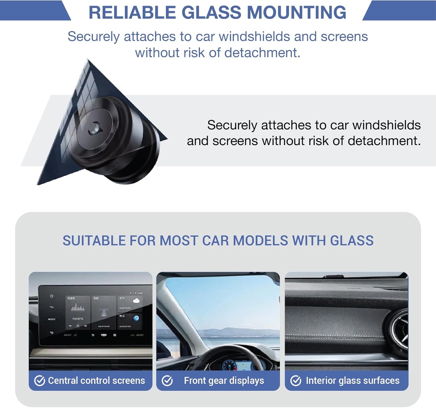 Magnetic Car Suction Cup Holder, Vacuum Glass Mirror Adsorption Phone Mount, 360 Rotation Portable Magnetic Phone Holder for Windshield Dashboard (Upgrade Black)