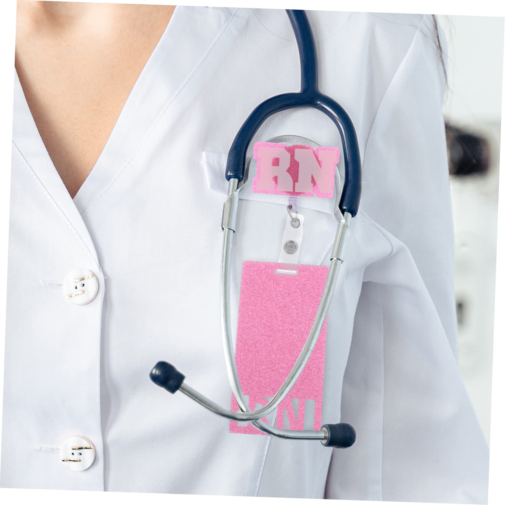 VILLCASE 5pezzi Portabadge Infermiere Glitter Acrilico Con Clip Retrattile Tesserino Accessorio Per e Personale Sanitario Design e